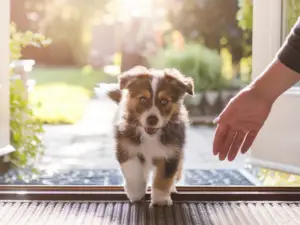 Ein Hund zieht ein